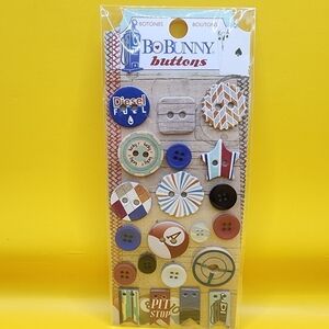 Bo Bunny Wild Card Buttons 21 pc Scrapbook Crafts BoBunny